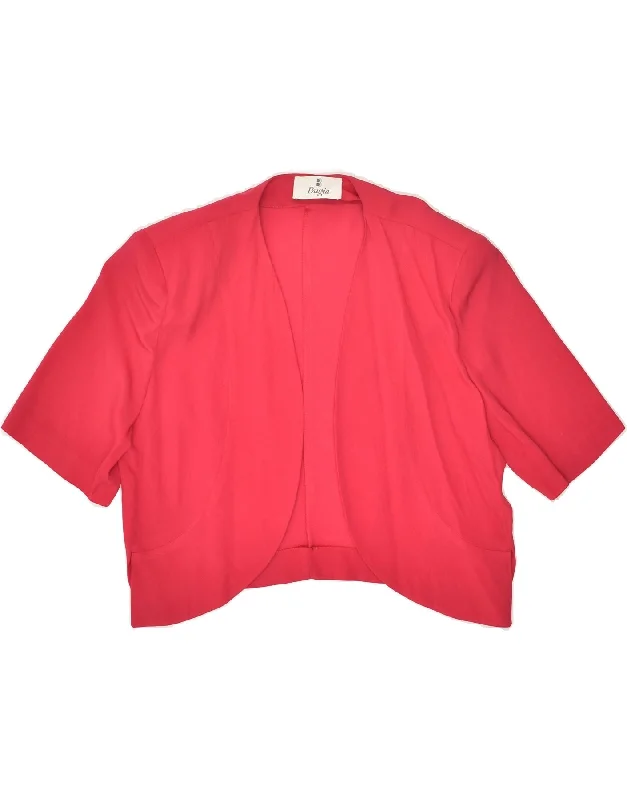 VINTAGE Womens Short Sleeve Bolero Jacket UK 16 Large Pink Zippered Jacket Buttoned Jacket Snapped Jacket VINTAGE Womens Short Sleeve Bolero Jacket UK 16 Large Pink Zippered Jacket Buttoned Jacket Snapped Jacket