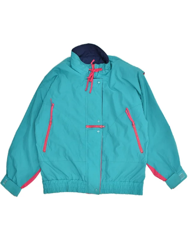 VINTAGE Womens Windbreaker Jacket UK 16 Large Blue Nylon Striped Jacket Polka Dot Jacket Floral Jacket VINTAGE Womens Windbreaker Jacket UK 16 Large Blue Nylon Striped Jacket Polka Dot Jacket Floral Jacket