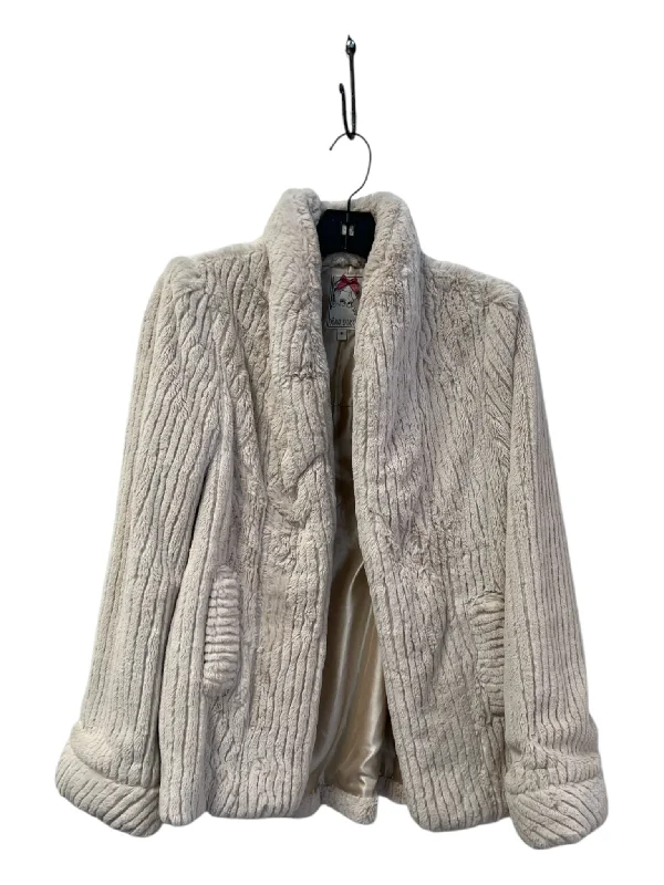 Yoana Baraschi Size 6 Cream Polyester Faux Fur Ribbed Side Pocket Jacket Front Pockets Side Pockets Patch Pockets Yoana Baraschi Size 6 Cream Polyester Faux Fur Ribbed Side Pocket Jacket Front Pockets Side Pockets Patch Pockets