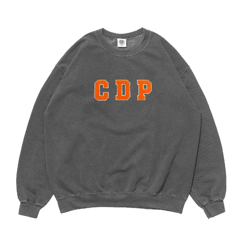 Club de Padel 'Varsity' Vintage Washed Sweater - Black Chenille Fabric Brocade Fabric Lace Fabric