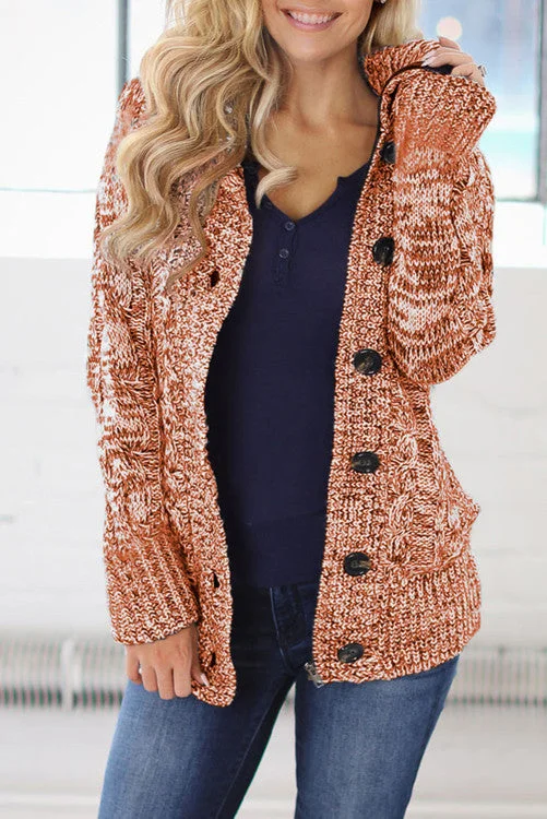 Faux Fur Lined Zip Up Sweater - Rust Front Pockets Side Pockets Patch Pockets