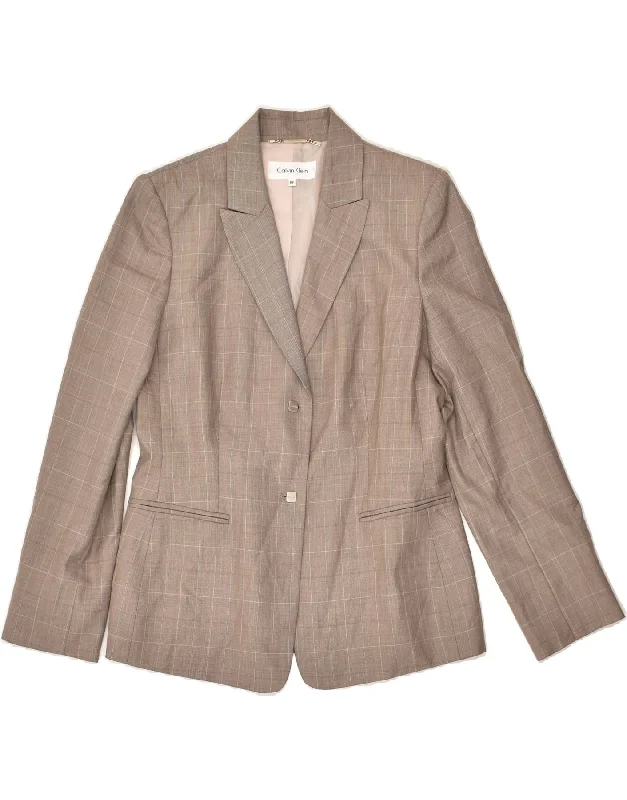 CALVIN KLEIN Womens Petite 2 Button Blazer Jacket UK 8 Small Brown Check Hoodie Zip-Up Jacket Button-Up Jacket CALVIN KLEIN Womens Petite 2 Button Blazer Jacket UK 8 Small Brown Check Hoodie Zip-Up Jacket Button-Up Jacket