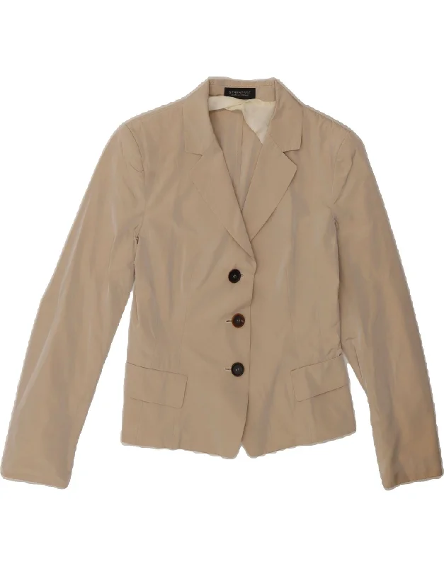 STRENESSE Womens 3 Button Blazer Jacket EU 34 XS Beige Polyester Fleece Fabric Down Fabric Feather Fabric STRENESSE Womens 3 Button Blazer Jacket EU 34 XS Beige Polyester Fleece Fabric Down Fabric Feather Fabric