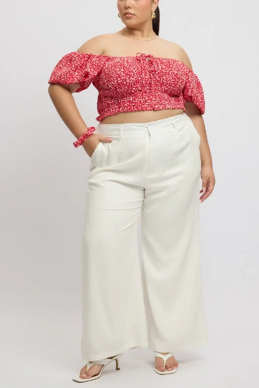 White Double Layer Linen White Pants Comfortable Denim Trousers