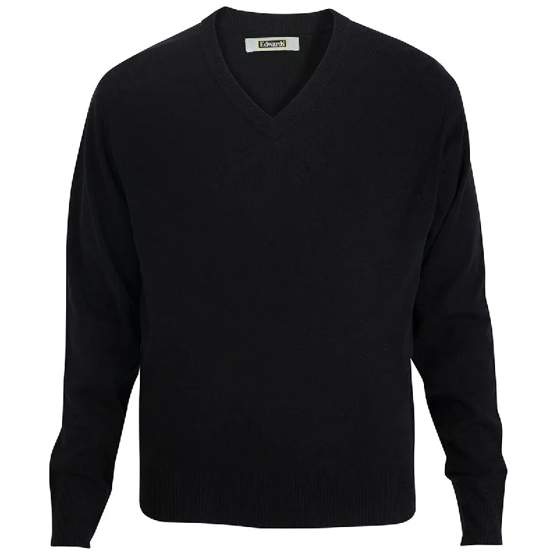 Edwards Unisex Navy Essential V-Neck Acrylic Sweater Handmade Hand-knitted Hand-woven