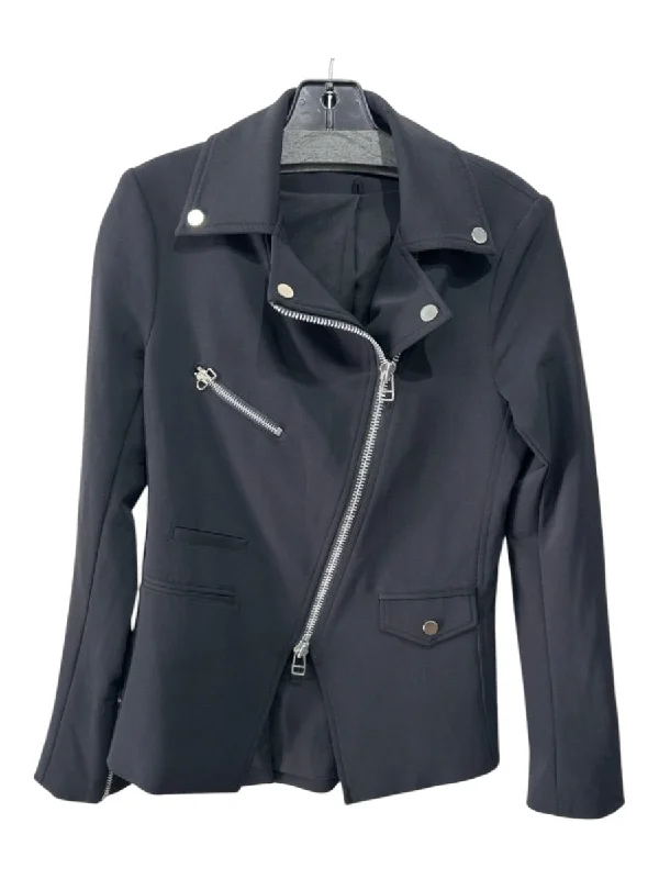 Veronica Beard Size 2 Black Nylon Blend Zip Silver Hardware Faux Pocket Jacket Fleece Jacket Down Jacket Parka Veronica Beard Size 2 Black Nylon Blend Zip Silver Hardware Faux Pocket Jacket Fleece Jacket Down Jacket Parka