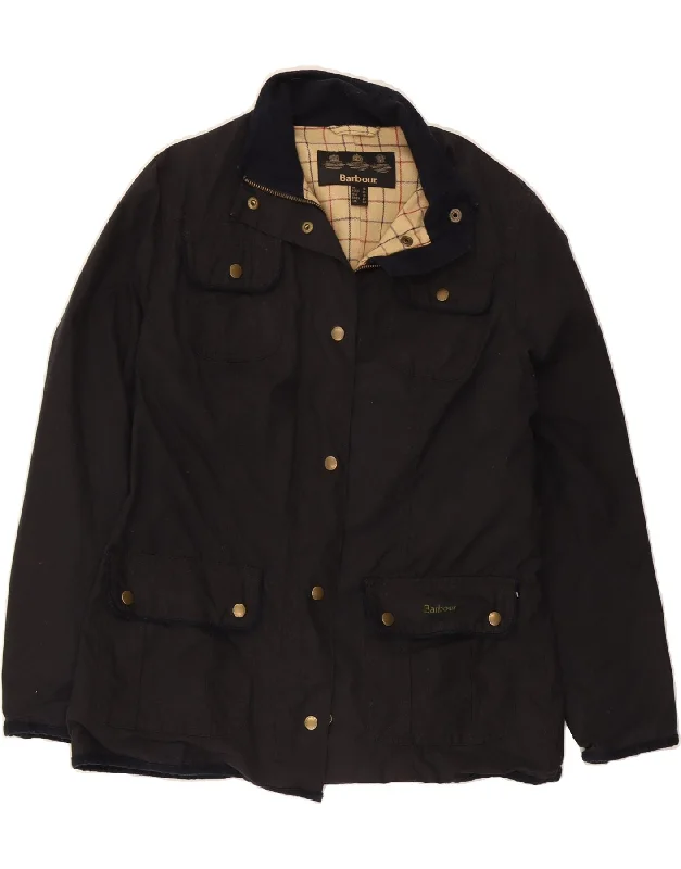 BARBOUR Womens Utility Jacket UK 14 Large Navy Blue Cotton Denim Jacket Leather Jacket Suede Jacket BARBOUR Womens Utility Jacket UK 14 Large Navy Blue Cotton Denim Jacket Leather Jacket Suede Jacket