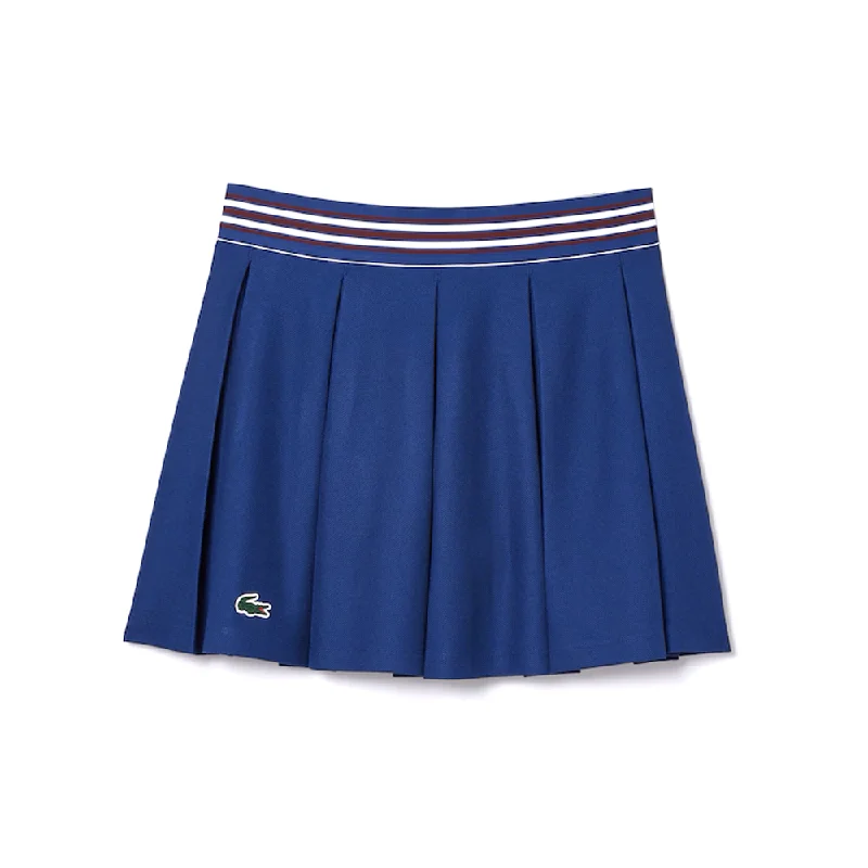 Lacoste PIQUÉ Sport Skirt Whit Built-In Short (Women's) - Navy pleated skirt texture
