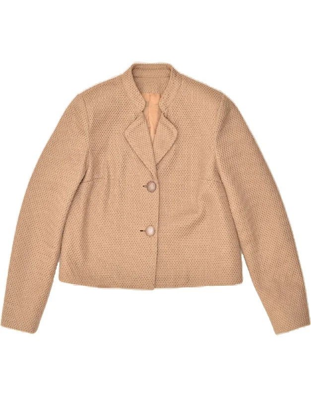 VINTAGE Womens 2 Button Blazer Jacket UK 10 Small Beige Polka Dot Cardigan Sweater Pullover VINTAGE Womens 2 Button Blazer Jacket UK 10 Small Beige Polka Dot Cardigan Sweater Pullover