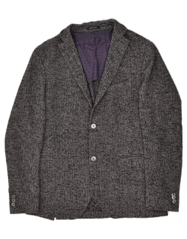 HENRY COTTONS Womens 2 Button Blazer Jacket IT 48 Medium Grey Wool One-Shoulder Jacket Off-the-Shoulder Jacket Asymmetrical Jacket HENRY COTTONS Womens 2 Button Blazer Jacket IT 48 Medium Grey Wool One-Shoulder Jacket Off-the-Shoulder Jacket Asymmetrical Jacket