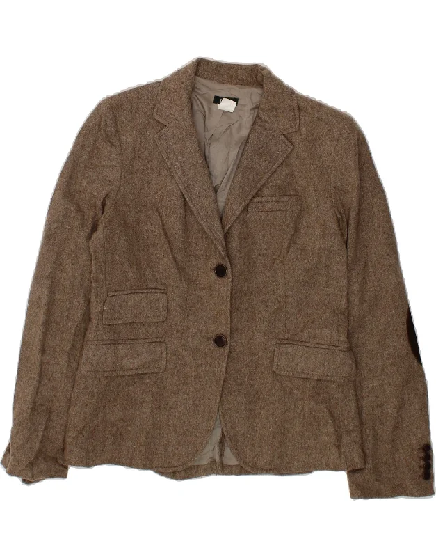 EDDIE BAUER Womens 2 Button Blazer Jacket US 10 Large Brown Wool A-Line Jacket Boat Neck Shawl Collar EDDIE BAUER Womens 2 Button Blazer Jacket US 10 Large Brown Wool A-Line Jacket Boat Neck Shawl Collar
