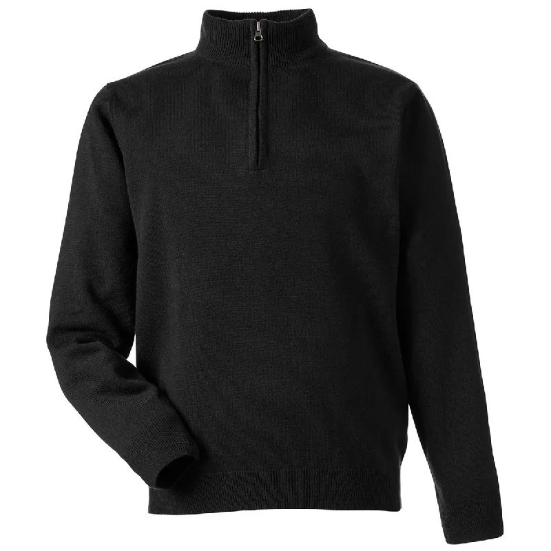 Harriton Unisex Black Pilbloc Quarter Zip Sweater Wool Sweater Cotton Sweater Cashmere Sweater