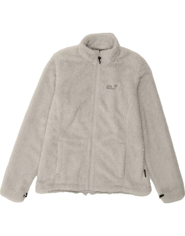 JACK WOLFSKIN Womens Fleece Jacket UK 16 Large Off White Polyester Snapped Jacket Toggled Jacket Drawstring Jacket JACK WOLFSKIN Womens Fleece Jacket UK 16 Large Off White Polyester Snapped Jacket Toggled Jacket Drawstring Jacket