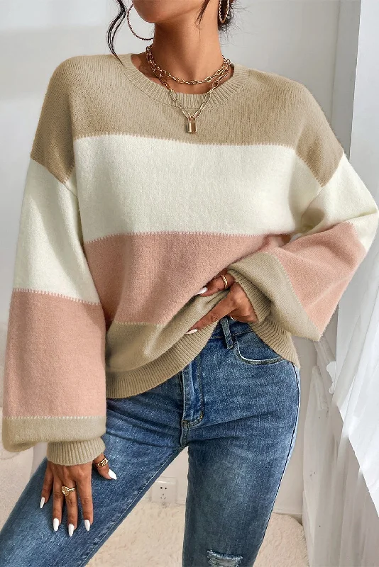 Apple Orchard Saturday Sweater - Peach and Mocha Long Sweater Short Sweater Cropped Sweater