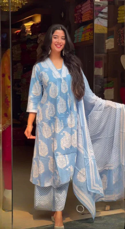 Women's Viscose Printed Straight Kurta Pant With Dupatta Comfy Athletic Pants