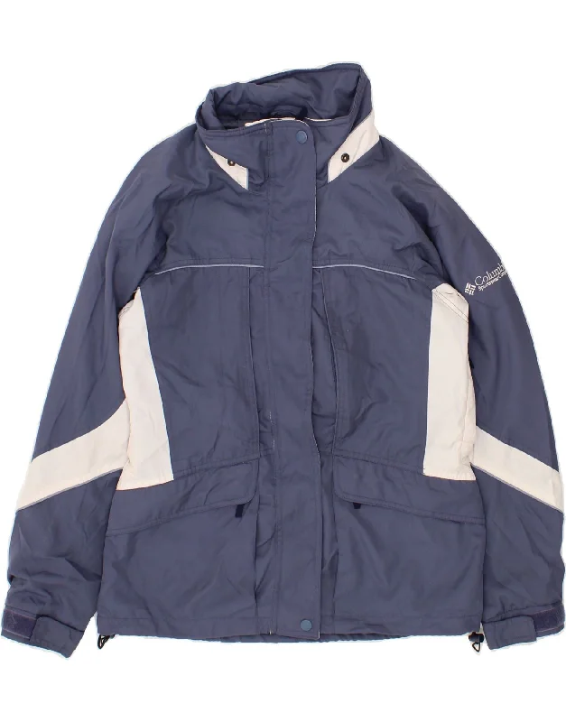 COLUMBIA Womens Rain Jacket UK 14 Medium Blue Fair Isle Polyester Insulated Jacket Fitted Jacket Loose Jacket COLUMBIA Womens Rain Jacket UK 14 Medium Blue Fair Isle Polyester Insulated Jacket Fitted Jacket Loose Jacket