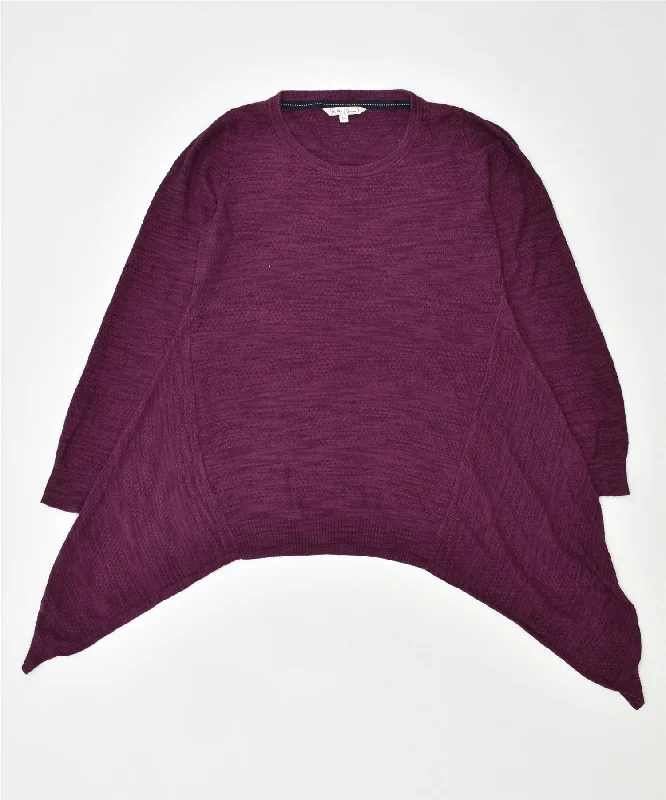 FAT FACE Womens Asymmetric Crew Neck Jumper Sweater UK 14 Large Maroon Boxy Sweater Fitted Sweater A-Line