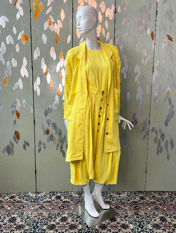 Vintage 1980s Jean Claude Poitras Yellow 3 Piece Harem Pant Set, Medium Comfy Athletic Pants
