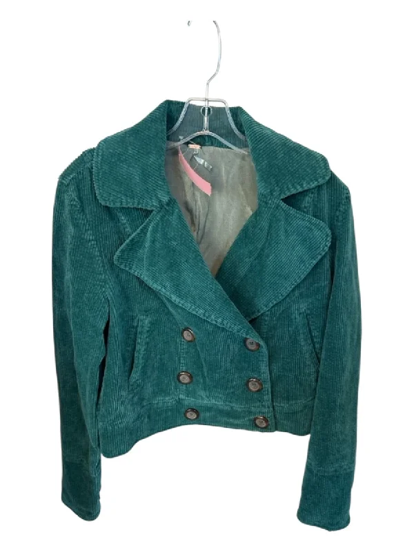 Free People Size S Teal Corduroy Double Breast Cropped Jacket Lace Jacket Ribbed Jacket Sequined Jacket Free People Size S Teal Corduroy Double Breast Cropped Jacket Lace Jacket Ribbed Jacket Sequined Jacket