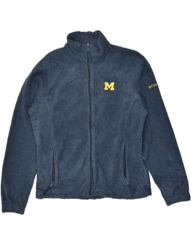 COLUMBIA Womens Loose Fit Fleece Jacket UK 14 Medium Navy Blue Polyester Zip Front Button Front Snap Front COLUMBIA Womens Loose Fit Fleece Jacket UK 14 Medium Navy Blue Polyester Zip Front Button Front Snap Front