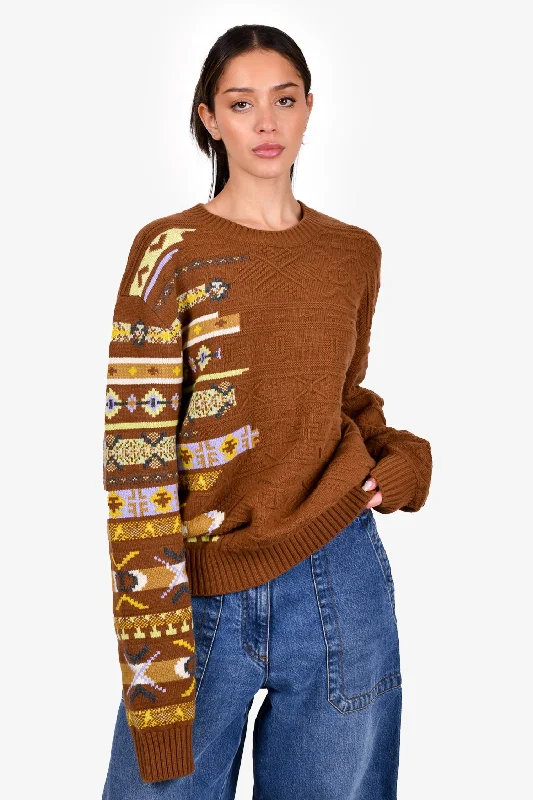 Hermès Wool/Cashmere Brown/Green 'Couleurs en cours' Sweater Size L Mens Casual Formal Business