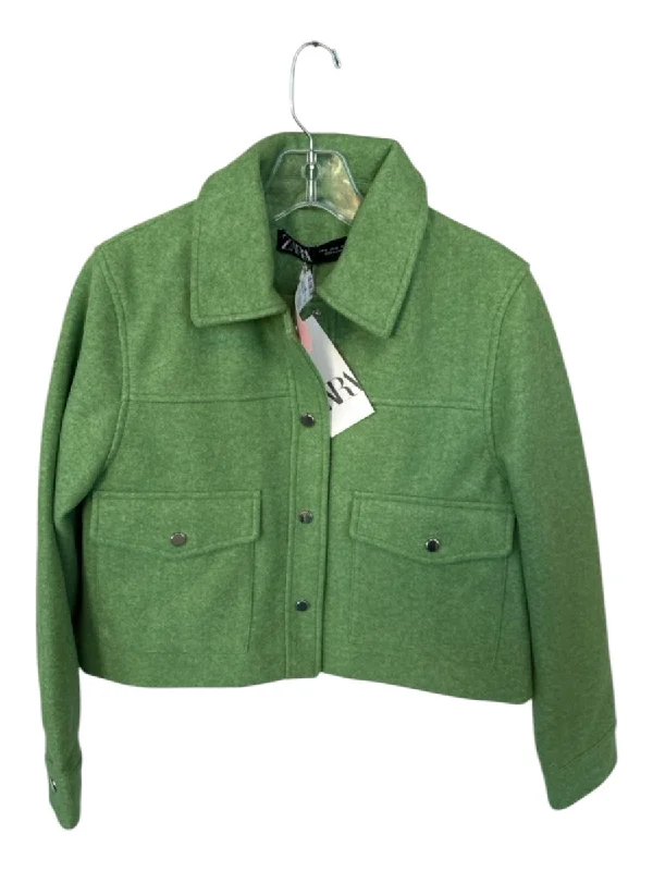 Zara Size S Green Polyester Blend Snap Buttons SHW Jacket Wool Jacket Cashmere Jacket Tweed Jacket Zara Size S Green Polyester Blend Snap Buttons SHW Jacket Wool Jacket Cashmere Jacket Tweed Jacket