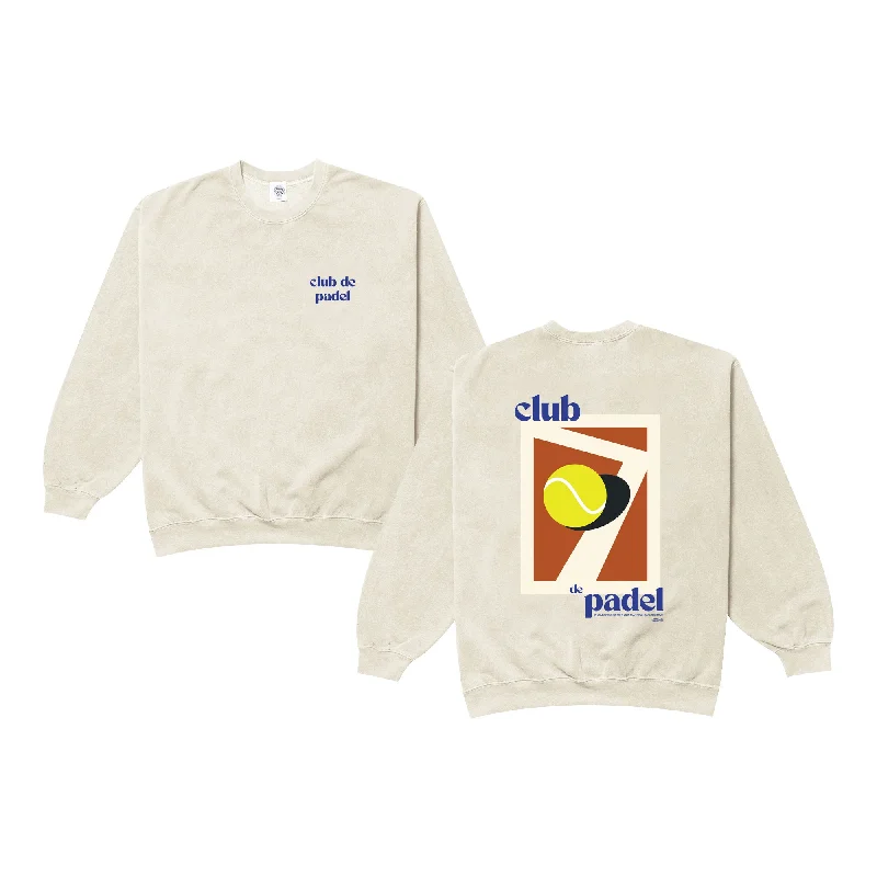 Club de Padel 'Summer Court' Vintage Washed Sweater - Cream Satin Blend Silk Blend Wool Blend