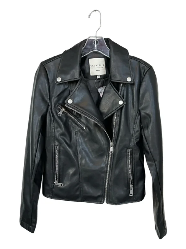 Bagatelle Size S Black Vegan Leather SHW Moto Jacket Wool Jacket Cashmere Jacket Tweed Jacket Bagatelle Size S Black Vegan Leather SHW Moto Jacket Wool Jacket Cashmere Jacket Tweed Jacket