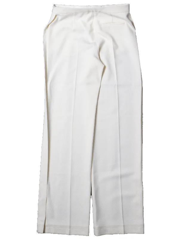 White Pleaded Baggy Pant Modern Stretch Trousers