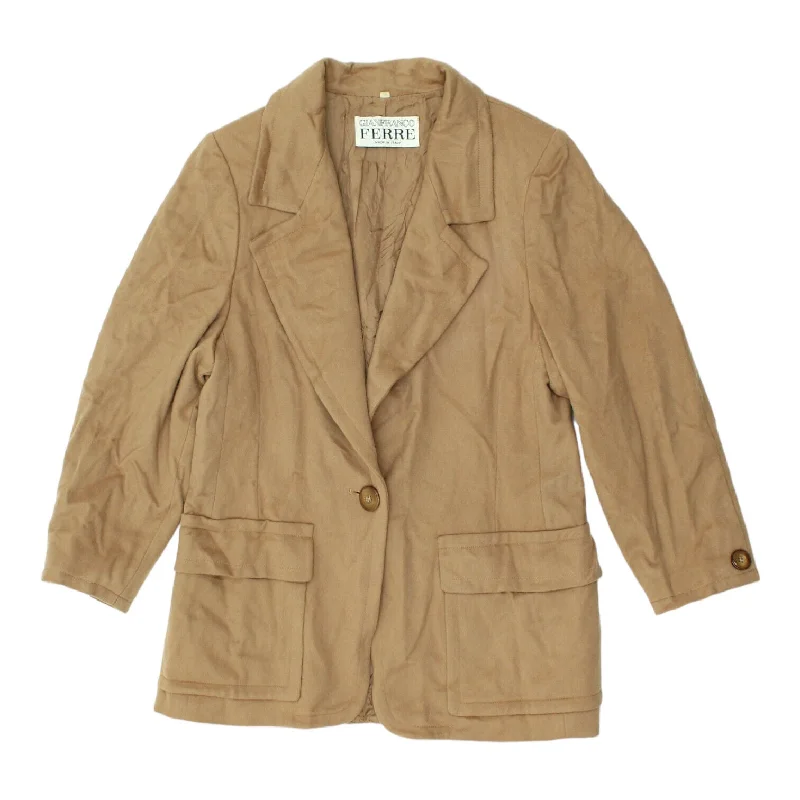 Gianfranco Ferre Womens Beige Wool Cashmere Blazer Jacket | Vintage Designer VTG Cardigan Sweater Pullover Gianfranco Ferre Womens Beige Wool Cashmere Blazer Jacket | Vintage Designer VTG Cardigan Sweater Pullover