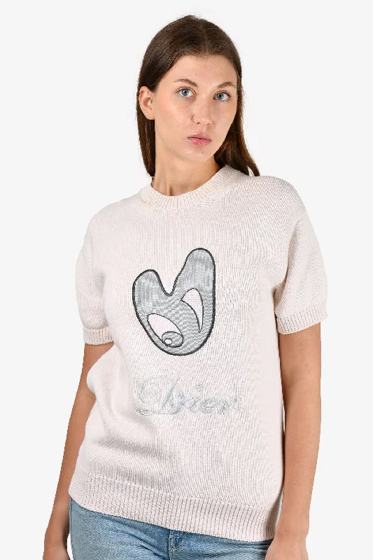 Christian Dior X Kenny Scharf Pink Embroidered Knit Sweater Size S Mens Satin Fabric Silk Fabric Chiffon Fabric