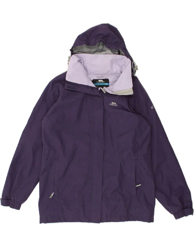 TRESPASS Womens Hooded Windbreaker Jacket UK 14 Medium Purple Polyester Oversized Jacket Tailored Jacket Straight Jacket TRESPASS Womens Hooded Windbreaker Jacket UK 14 Medium Purple Polyester Oversized Jacket Tailored Jacket Straight Jacket