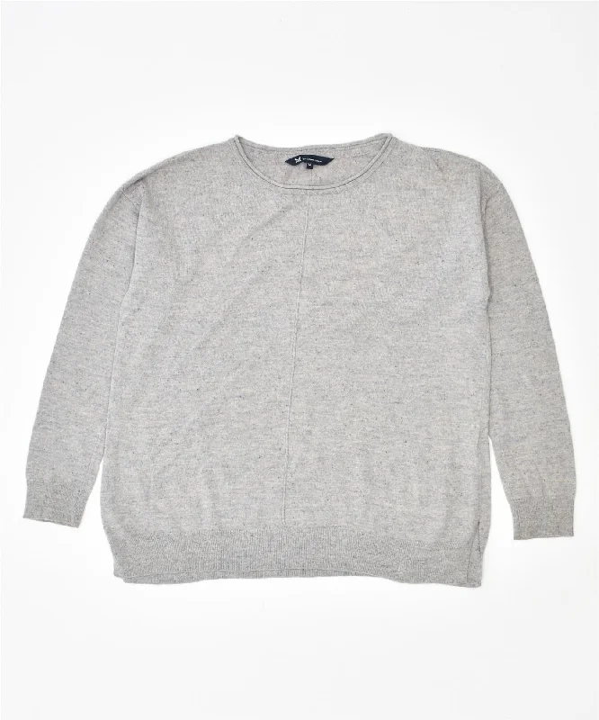 CREW CLOTHING Womens Oversized Crew Neck Jumper Sweater UK 14 Large Grey Elasticated Padded Insulated