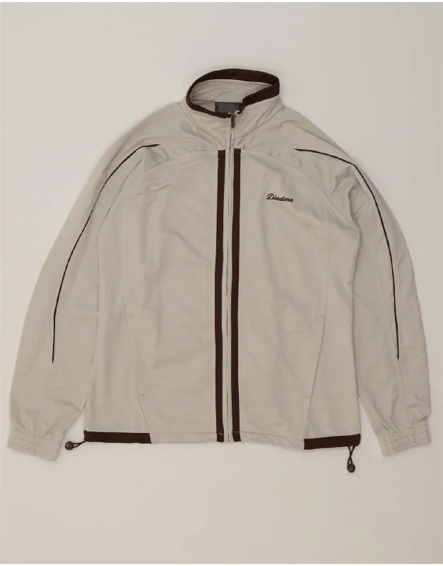 DIADORA Womens Tracksuit Top Jacket UK 12 Medium Beige Polyester Bomber Jacket Anorak Windbreaker DIADORA Womens Tracksuit Top Jacket UK 12 Medium Beige Polyester Bomber Jacket Anorak Windbreaker