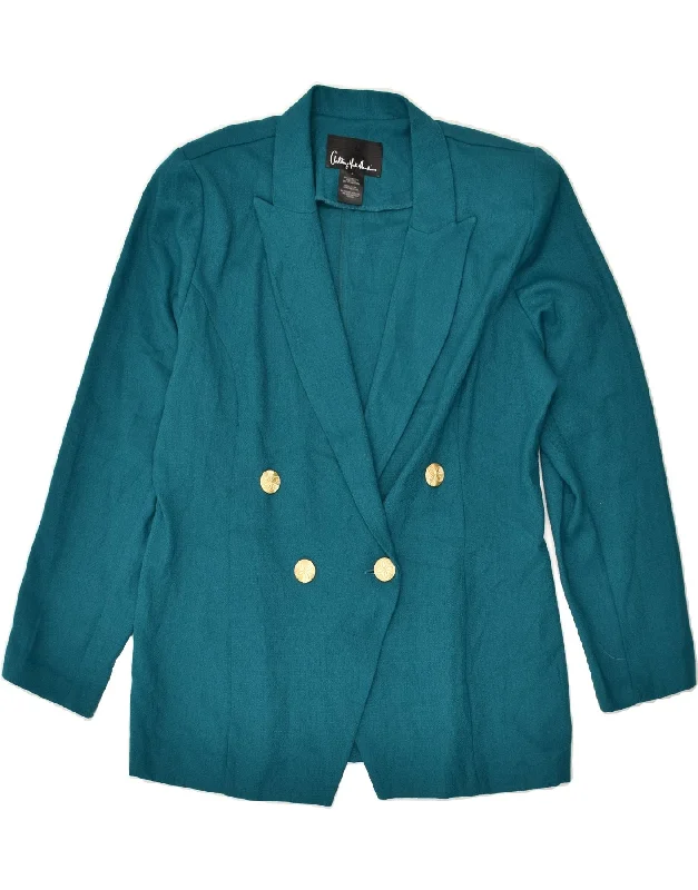 VINTAGE Womens Double Breasted Blazer Jacket US 14 XL Turquoise Polyester Wool Jacket Cashmere Jacket Tweed Jacket VINTAGE Womens Double Breasted Blazer Jacket US 14 XL Turquoise Polyester Wool Jacket Cashmere Jacket Tweed Jacket