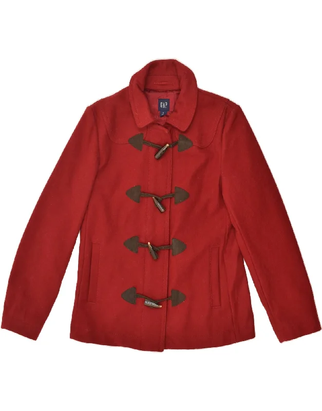GAP Womens Duffle Jacket UK 14 Medium Red Wool Jacket Blazer Coat