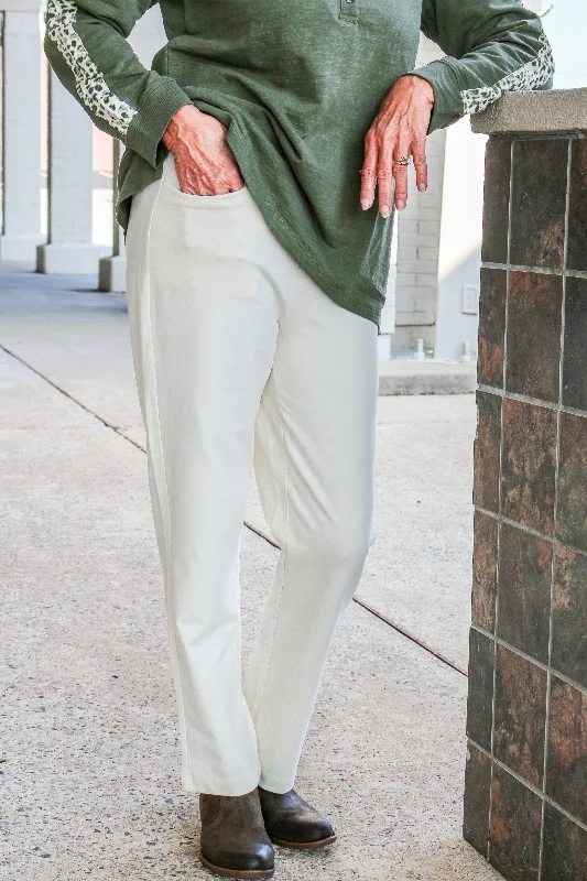 Wild Palms Ivory Slim Pants Fashionable Work Pants