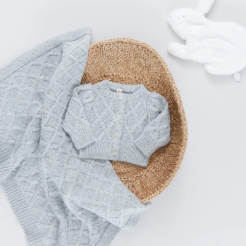 Baby Cuddle Blanket and Sweater Set - Gray Anti-Pilling Anti-Shrink Durable