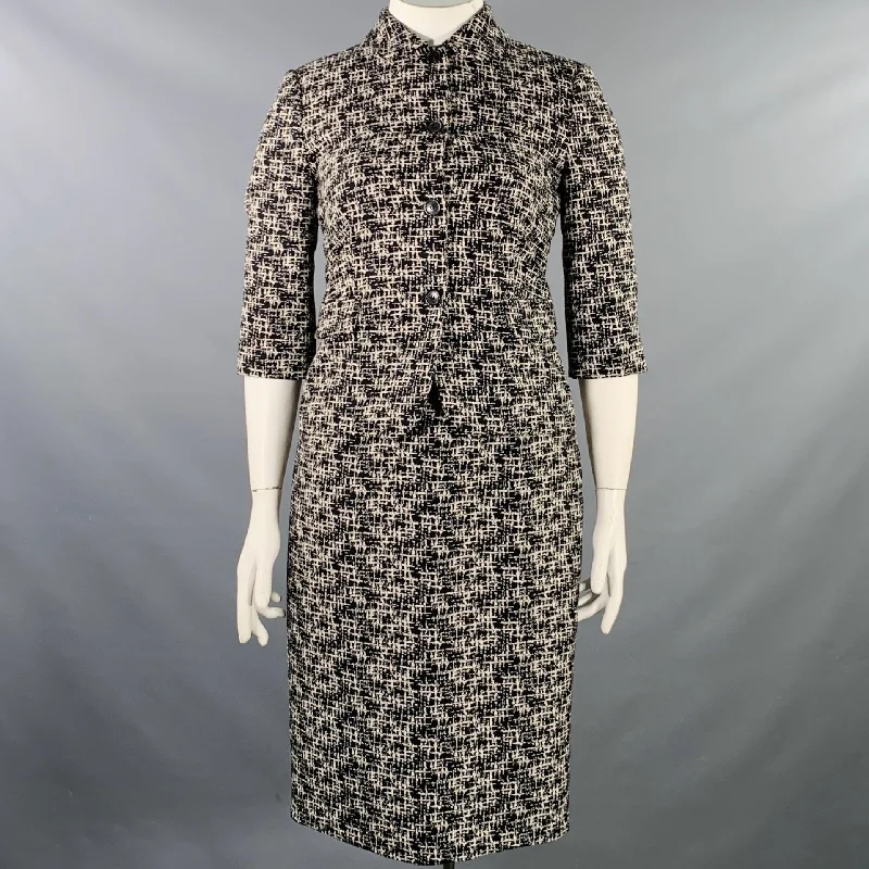 MICHAEL KORS COLLECTION Size 10 Black White Wool Tweed Shift Dress Jacket Set Hoodie Zip-Up Jacket Button-Up Jacket MICHAEL KORS COLLECTION Size 10 Black White Wool Tweed Shift Dress Jacket Set Hoodie Zip-Up Jacket Button-Up Jacket
