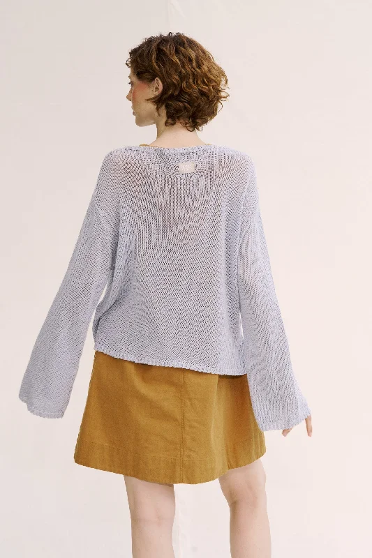 'Belle' Cotton Sweater ― Cloud Graphic Sweater Embroidered Appliqued