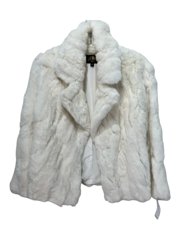 Metric Knits Size XS Cream White Rabbit Long Sleeve Lapel Hook & Eye Jacket Welt Pockets Slit Pockets Flap Pockets Metric Knits Size XS Cream White Rabbit Long Sleeve Lapel Hook & Eye Jacket Welt Pockets Slit Pockets Flap Pockets