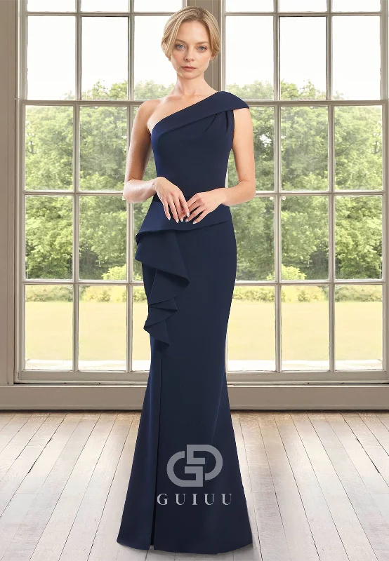 Sheath One Shoulder Sleeveless Empire-Waist Floor-Length Satin Mother of the Bride Dress empire Waist empire Sheath One Shoulder Sleeveless Empire-Waist Floor-Length Satin Mother of the Bride Dress empire Waist empire