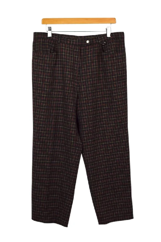 Reworked Checkered Print Pants Stylish Slim Trousers