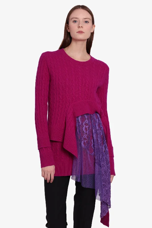 Sies Marjan Fuschia Wool Lace Detail Sweater Size XS Tailored Straight A-Line