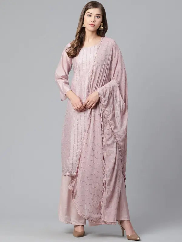 Women's Viscose zari Embroidered Solid Straight Kurta Pant With Dupatta Soft Cotton Pants