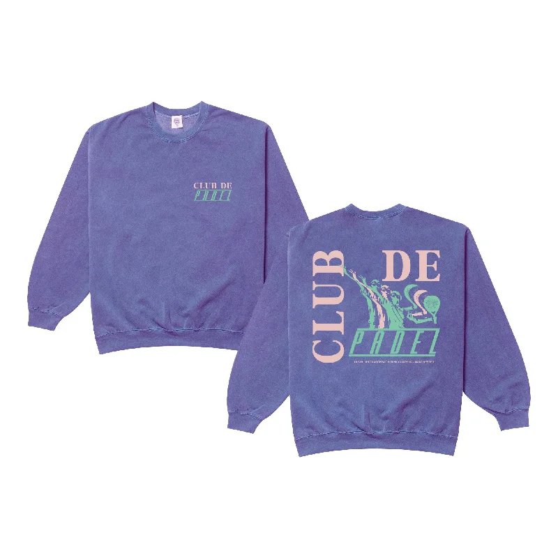 Club de Padel 'Retro' Vintage Washed Sweater - Lilac Wool Fabric Cashmere Fabric Tweed Fabric