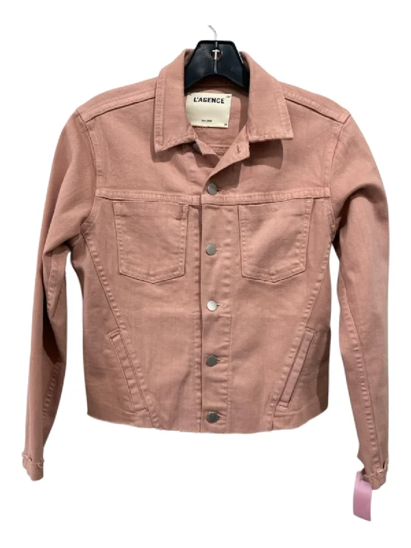 L'agence Size S/P Salmon Cotton Denim Front Pockets Button Up Fray Detail Jacket Jacket Blazer Coat L'agence Size S/P Salmon Cotton Denim Front Pockets Button Up Fray Detail Jacket Jacket Blazer Coat