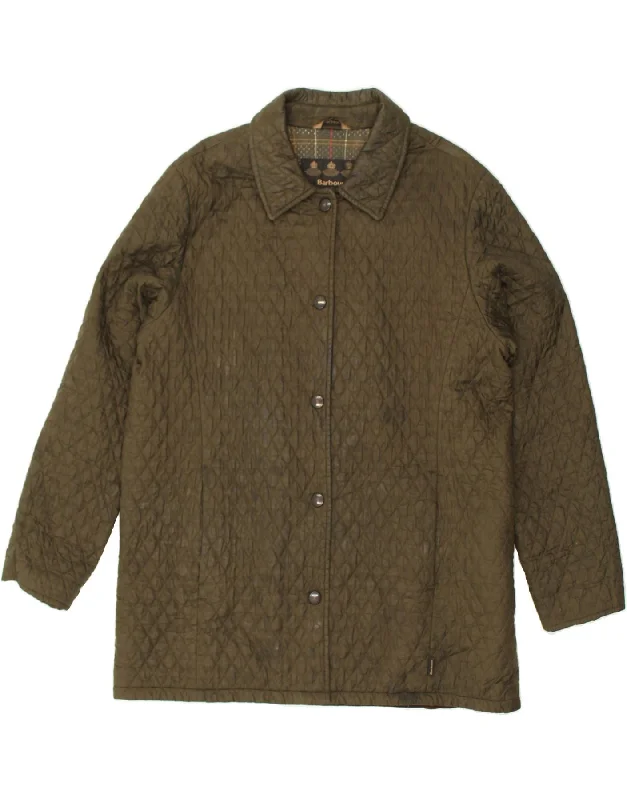 BARBOUR Womens Quilted Jacket UK 18 XL Khaki Polyester Satin Fabric Silk Fabric Chiffon Fabric BARBOUR Womens Quilted Jacket UK 18 XL Khaki Polyester Satin Fabric Silk Fabric Chiffon Fabric
