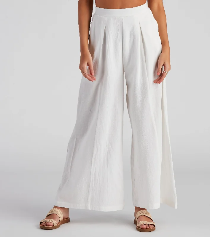 Get Together Pleat Wide-Leg Pants Comfortable Fleece Pants