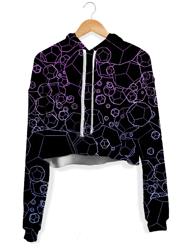Dodecahedron Madness Cold Fleece Crop Hoodie Hoodie with Applique Textured Unique